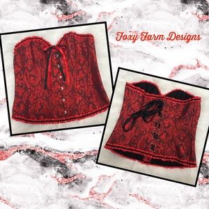 RED/BLK SEXY FLORAL CORSET LG/XL